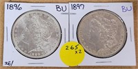 2XBID,1896 & 1897 MORGAN SILVER DOLLARS