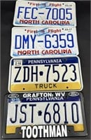 2 NC & 2 PA License Plates