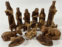 Hand-Carved Nativity Scene (12 Piece Set)
