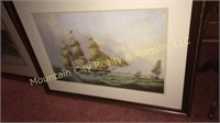Framed print of ship in the ocean