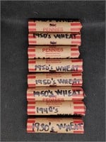 Lot of 8 Rolls of Lincoln Wheat Pennies
