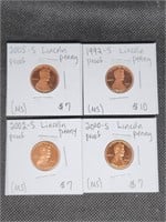 Lot of 4 Proof S Mint Lincoln Pennies