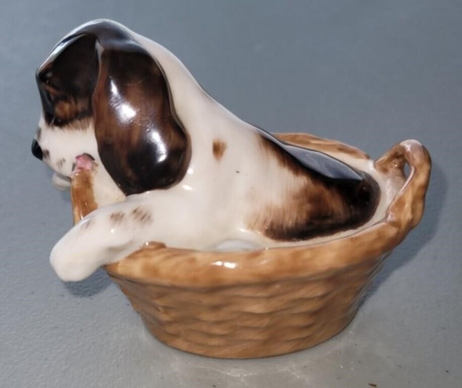 Dog In Basket By: Royal Doulton HN2586