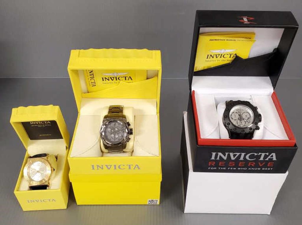 3 Invicta men's collector watches #14916, #21451 &