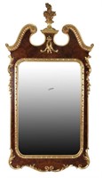 GEORGE II STYLE PARCEL GILT / BURL WALNUT MIRROR