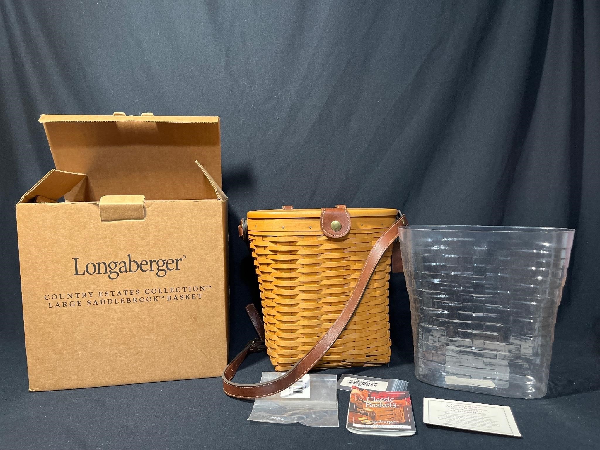 Longaberger purse basket with woodcraft lid