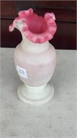 Cranberry Frosted Ruffle Top Vase