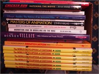 Box of books on cartooning and animation