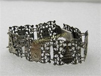 Vintage Silver Filigree Paris Tour Bracelet, Mid-C