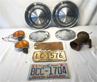 10 pcs. Vintage Car Parts & License Plates