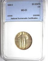 1930-S Standing Lib 25c NNC MS-63 LISTS FOR $325