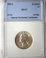 1954-S Quarter NNC MS-67 LISTS FOR $300