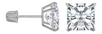 14k Wgold Princess 6.02ct White Topaz Earrings