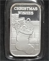 1 Troy Oz .999 Silver Bar - Christmas Wishes