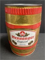 5L Barrel of Hennigar Export Beer. Opened and