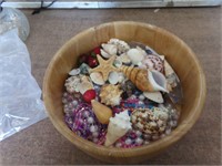 Wood Bowl of Sea shells
