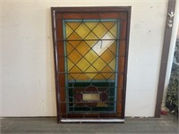 Amber-Colored Vintage Leaded Glass Door #2