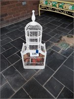 White wooden bird cage, 2' tall