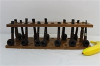 Vintage Pipe Stand w 13 Kaywooodie tobacco pipes
