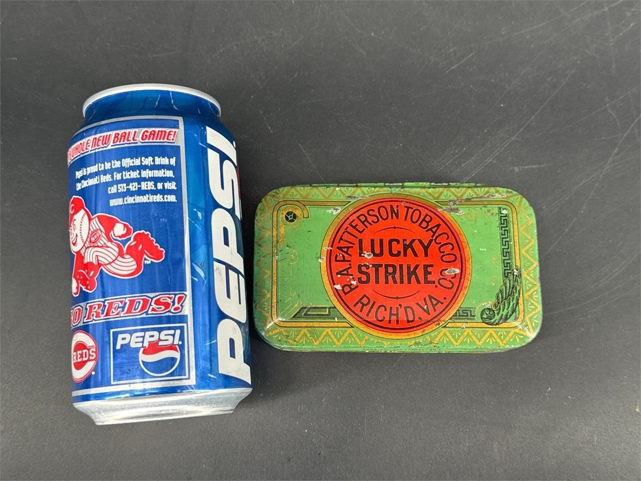ANTIQUE R.A. PATTERSON LUCKY STRIKE TOBACCO TIN
