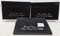 1992, (2) ’94 Silver Proof Sets