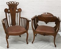2pc Ladies & Gentleman Arm Chairs w/