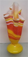 1970's Slag Swing Glass Vase 19 inches tall