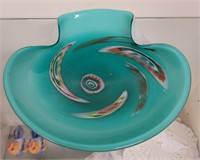 1970's Glass Folded Rim Bowl 9 Inches