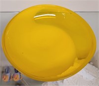 1970's Yellow to White Glass Bowl 9 Inches Wide