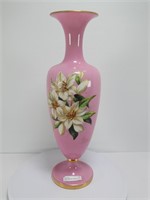 HAND PAINTED FRENCH? 15.5" TALL GLASS VASE