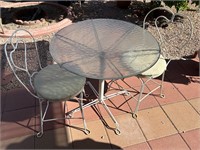 Tempered Glass Top Metal Bistro Table & Chairs