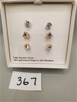 CZ Earrings / 3pr New...White Gold, Rose Gold