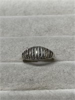 Sterling Silver Size 6 Domed Lattice Ring 925