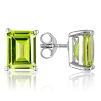 6X4MM Emerald Cut Peridot 1.2CTW Stud Earrings in