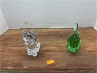 Cat and rabbit led glass figures