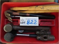 Assorted Hammers in Plastic Tool Caddy