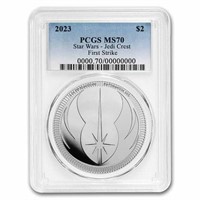 2023 1 Oz Silver Star Wars: Jedi Crest Ms-70 Pcgs