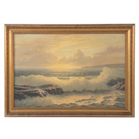 Josef M. Arentz. Crashing Waves, oil on canvas