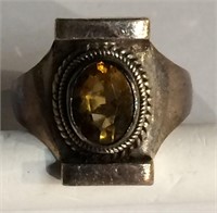 Sterling Silver Ring With Brown Stone