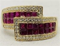 10KT YELLOW GOLD 1.10CTS RUBY & .50CTS DIAMOND