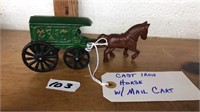 CAST IRON HORSE W/ MAIL CART
