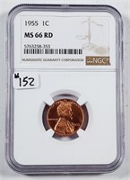 1955  Lincoln Cent   NGC MS-66 RD