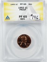 1952  Lincoln Cent   ANACS PF-65 Red