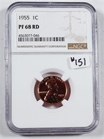 1955  Lincoln Cent   NGC PF-68 RD