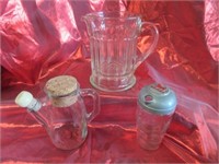 Vintage Glass Pitcher, Wine Bottle, Martini Mixer