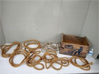 WOODEN O'CONNELL FISHERIES CRATE & ASST.ROPE
