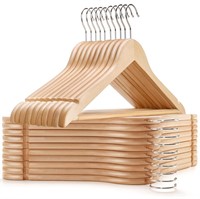 Amber Home Wooden Coat Hangers 30 Pack, Natural