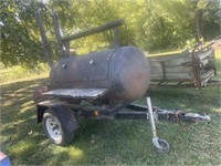 Homemade smoker grill with trailer