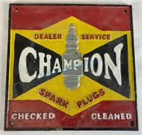 Cast-iron Champion Spark Plug sign