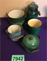 4 pc Misc Enamelware - some chips